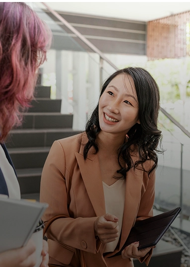Two women engaged in discussion